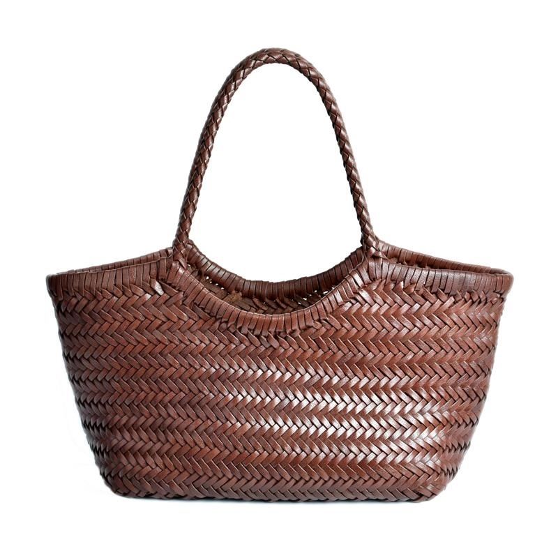 Hannah | Brown Woven Leather Tote Bag – Rustic & Chic