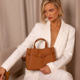 Elena | Elegant Structured Satchel Bag with Buckle Detail