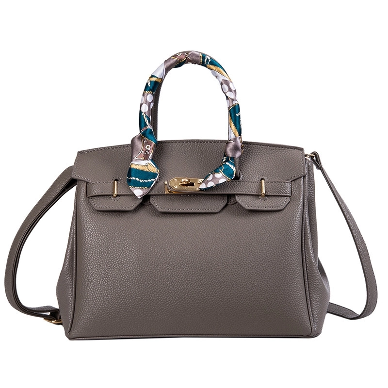 Angel | Grey Leather Handbag – Elegant & Timeless