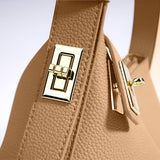 Delia Taupe Geometric Leather Shoulder Bag – Designer Handbag for Women