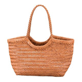 Hannah | Brown Woven Leather Tote Bag – Rustic & Chic