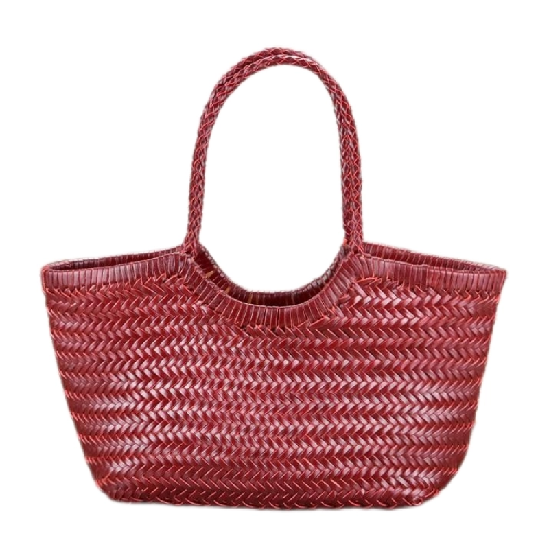 Lena | Brown Woven Leather Tote Bag – Rustic & Stylish