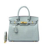 Glossy Croc-Texture Leather Satchel – Structured Designer-Inspired Handbag with Gold Accents