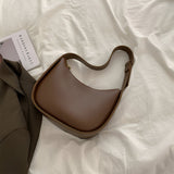 Curved Camel Leather Shoulder Bag for Women – Minimalist Everyday Style