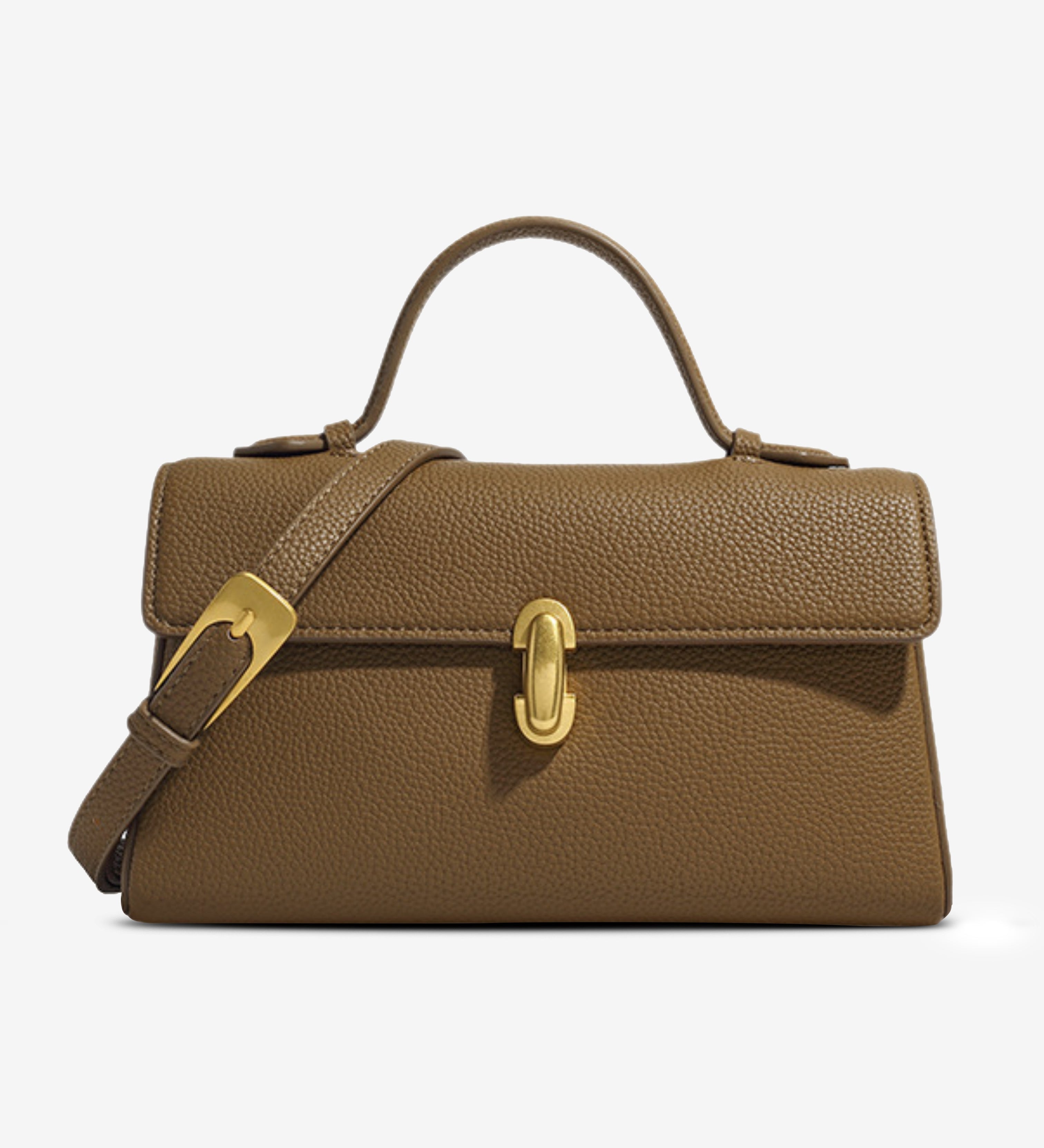 Elegant Top Handle Satchel Bag for Women – Gold Accent Closure