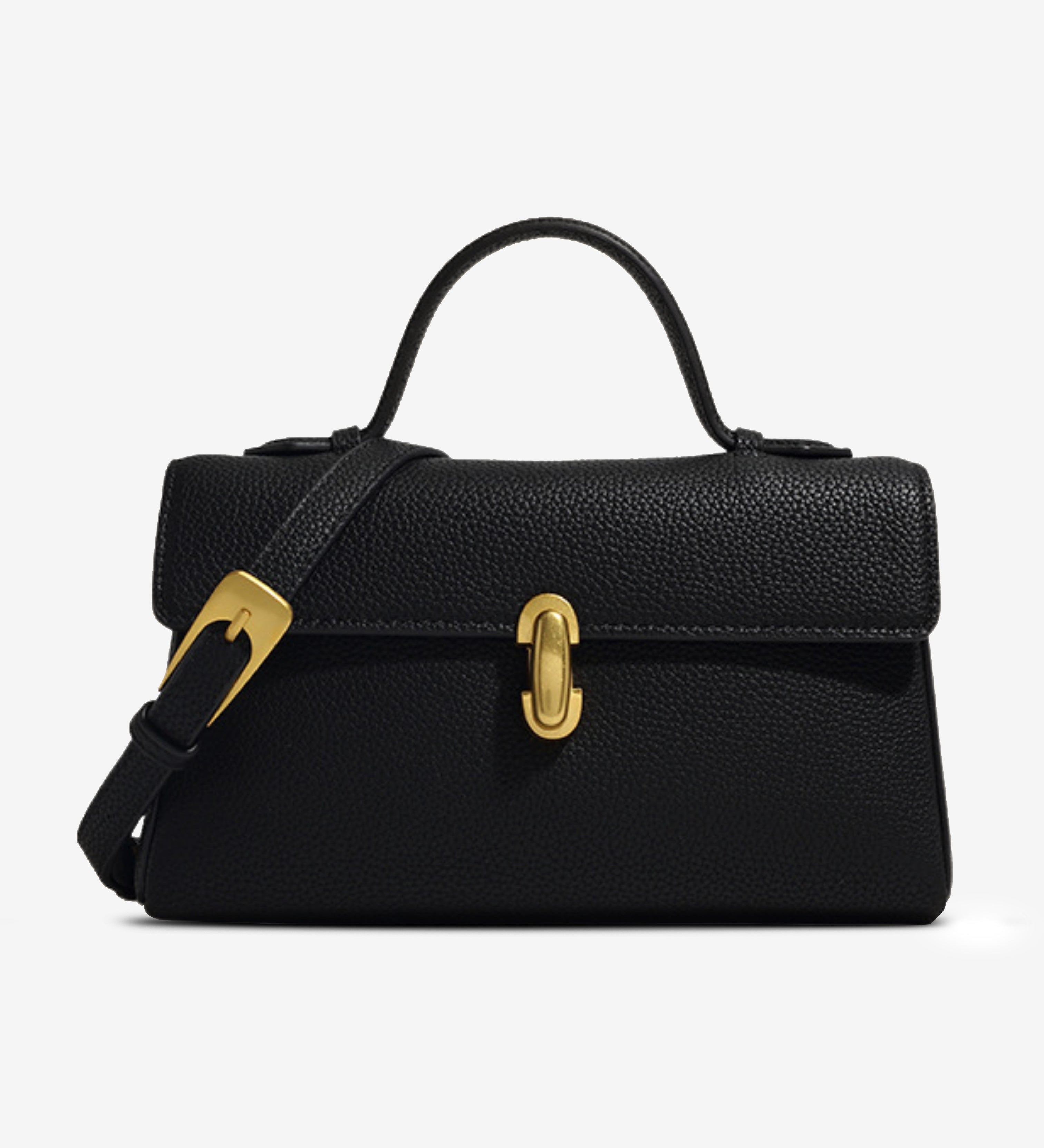 Elegant Top Handle Satchel Bag for Women – Gold Accent Closure