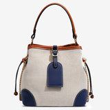 Canvas Leather Bucket Bag for Women – Chic & Modern Design
