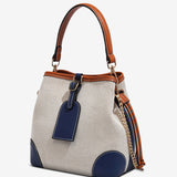 Canvas Leather Bucket Bag for Women – Chic & Modern Design