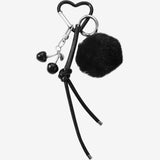 Praelia | Black Pom-Pom Heart Charm – Chic, Modern & Playful