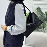 Sabine Structured Black Leather Shoulder Bag for Women – Elegant Work & Daily Tote