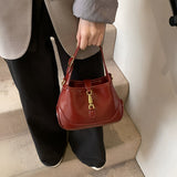 Sofie Saddle Bag – Glossy Burgundy Vegan Leather Shoulder Bag
