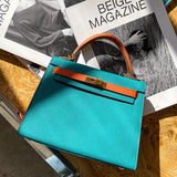 Jovienne | Luxury Teal & Tan Leather Handbag – Iconic Elegance & Timeless Design