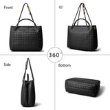 Alyn | Black Woven Leather Tote Bag – Effortless Elegance & Timeless Appeal