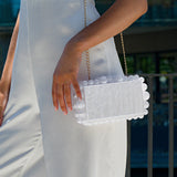 Luxury Pearl Acrylic Clutch – Elegant Evening Bag with Gold Chain