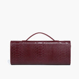 Mira | Snake-Embossed Vegan Leather Clutch – Top Handle & Gold Twist Lock