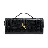 Mira | Snake-Embossed Vegan Leather Clutch – Top Handle & Gold Twist Lock