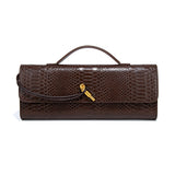 Mira | Snake-Embossed Vegan Leather Clutch – Top Handle & Gold Twist Lock