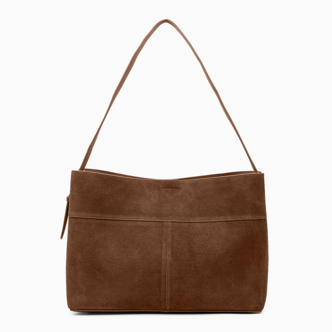 Belle Minimalist Suede Shoulder Tote – Large Everyday Bag