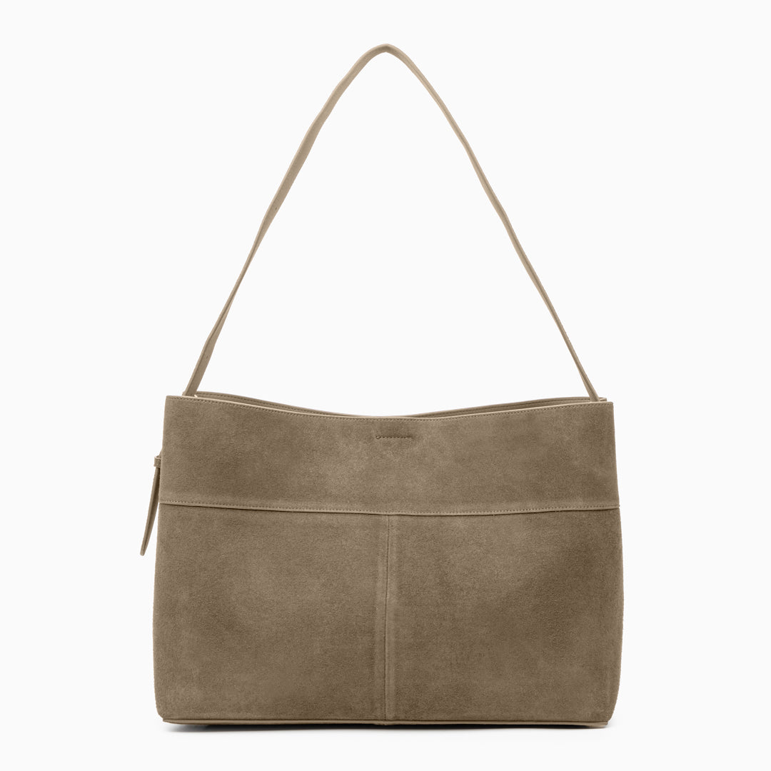 Belle Minimalist Suede Shoulder Tote – Large Everyday Bag