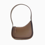 Curved Camel Leather Shoulder Bag for Women – Minimalist Everyday Style