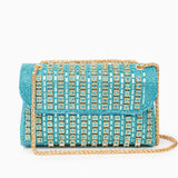 Aeris | Luxury Turquoise Crystal Evening Bag – Bold & Elegant Statement Piece