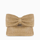 Christine | Natural Straw Clutch with Oversized Bow Detail