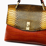 Lilly Iridescent Python & Croc-Embossed Top Handle Bag – Luxury Statement Satchel for Women