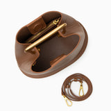 Modern Sculptural Leather Handbag – Minimalist Design with Gold Handle