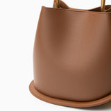 Modern Sculptural Leather Handbag – Minimalist Design with Gold Handle