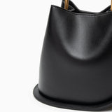 Modern Sculptural Leather Handbag – Minimalist Design with Gold Handle