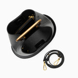 Modern Sculptural Leather Handbag – Minimalist Design with Gold Handle