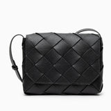 Monte Carlo Woven Leather-Look Crossbody Bag – Modern Structured Flap Bag for Women