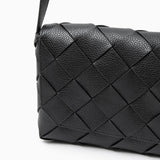 Monte Carlo Woven Leather-Look Crossbody Bag – Modern Structured Flap Bag for Women