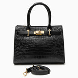 Luxury Black Croc-Embossed Leather Handbag – Elegant Designer Tote for Women