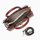 Luxury Black Croc-Embossed Leather Handbag – Elegant Designer Tote for Women