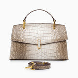 Monaco Croc-Embossed Top Handle Bag – Luxury Structured Satchel for Women