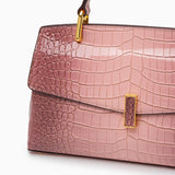 Monaco Croc-Embossed Top Handle Bag – Luxury Structured Satchel for Women