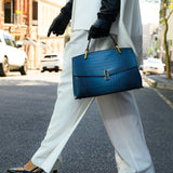 Monaco Croc-Embossed Top Handle Bag – Luxury Structured Satchel for Women