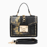 Statement Messenger Bag with Chain Detail and Python Texture