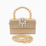 Soleia | Luxury Crystal-Embellished Gold Clutch – Glamorous & Timeless Elegance