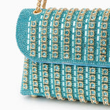 Aeris | Luxury Turquoise Crystal Evening Bag – Bold & Elegant Statement Piece