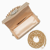 Soleia | Luxury Crystal-Embellished Gold Clutch – Glamorous & Timeless Elegance