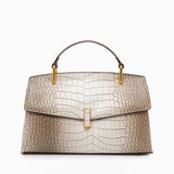 Monaco Croc-Embossed Top Handle Bag – Luxury Structured Satchel for Women