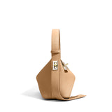 Delia Taupe Geometric Leather Shoulder Bag – Designer Handbag for Women