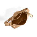 Delia Taupe Geometric Leather Shoulder Bag – Designer Handbag for Women