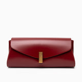 Eden Burgundy Leather Clutch Purse – Elegant Envelope Evening Bag