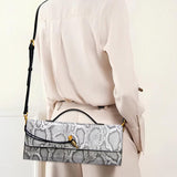 Separhine | Snakeskin Clutch Bag – Faux Leather Evening Bag with Gold Lock
