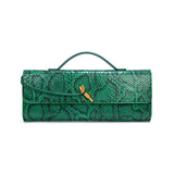 Separhine | Snakeskin Clutch Bag – Faux Leather Evening Bag with Gold Lock