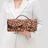 Aurora |  Leopard Print Crossbody Bag – Faux Leather Clutch with Gold Lock