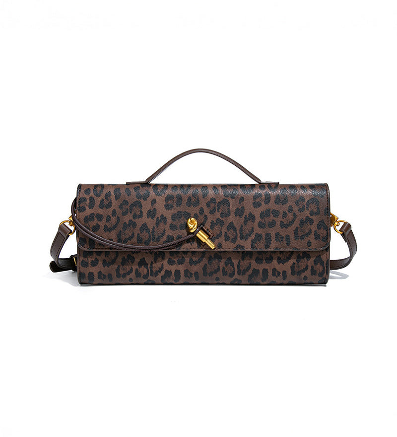 Aurora |  Leopard Print Crossbody Bag – Faux Leather Clutch with Gold Lock
